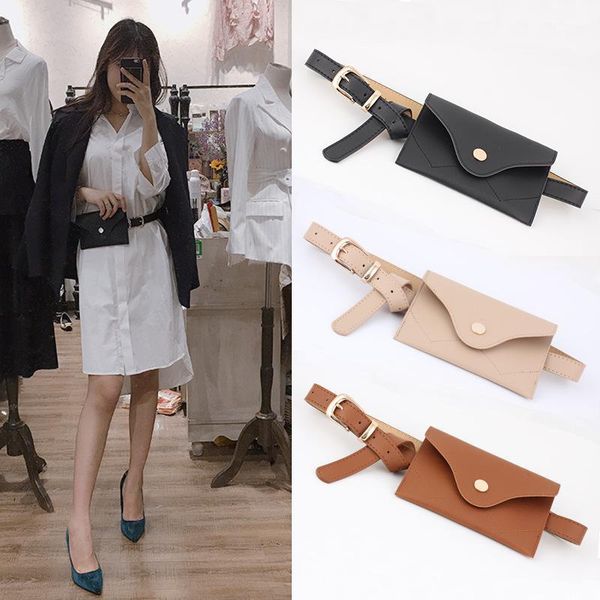 

outdoor bags 1set soft pu leather waist bag for women female vintage girl ladies fanny pack multi-function running coin phone bags1