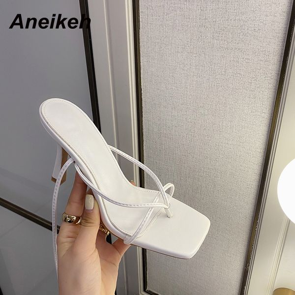 

aneikeh summer women shoes narrow band head peep toe pu fashion cross-tied rome zapatos de mujer high heels femmes sandales c0129, Black