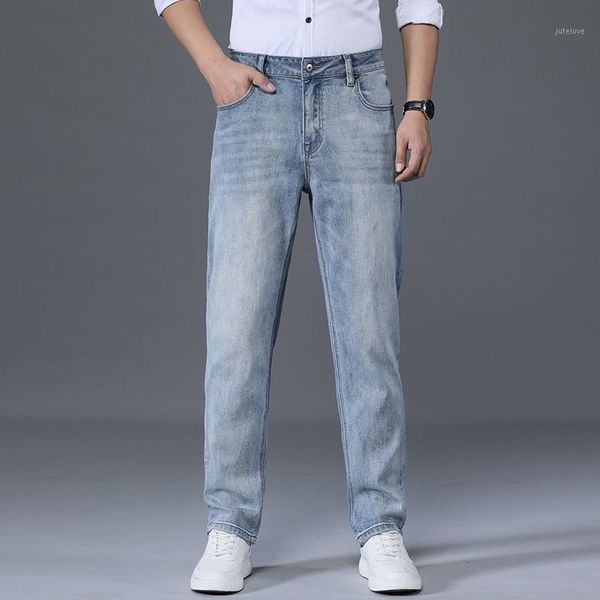 

icpans straight denim jeans men regular high waist autumn 2020 stretch jeans pant man blue basic classic1