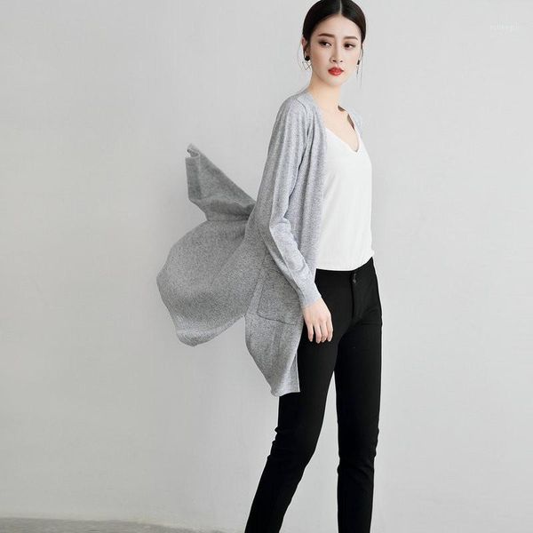 

women cardigan 2020 new fashion mid long cardigan women solid cashmere sweater coat female v-neck knitted loose wool1, White