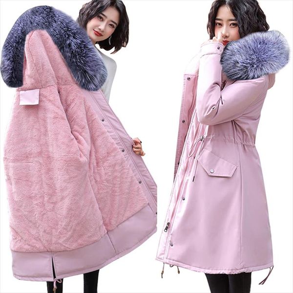 

зимняя куртка женщина сгущает длинный хлопок пальто с капюшоном вниз parka женщин меховой воротник зимняя куртка женщин тонкий теплый outwea, Black