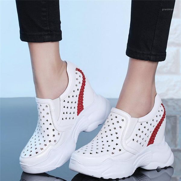 

dress shoes 2021 women breathable genuine leather wedges high heel sport gladiator sandals female round toe fashion sneakers casual shoes1, Black