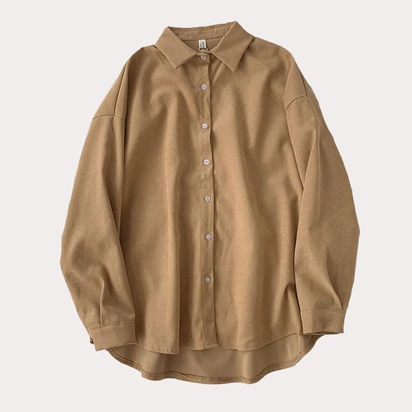 

women's blouses & shirts cotton casual long-sleeved blouse women shirt autumn 2021 korean design relaxed irregular tide, White