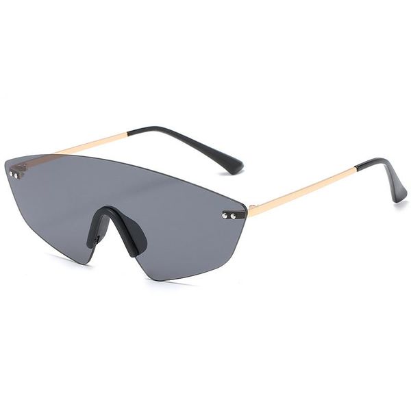 

sunglasses one-piece rimless trend men and women retro street shooting gradient color rice nail glasses, White;black