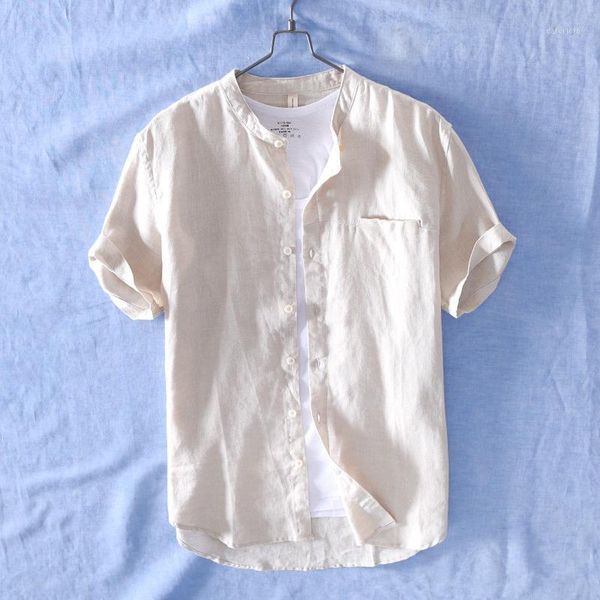 

2019 new casual linen camisas masculina1, White;black