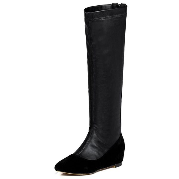 

2020 new plus big size 34-45 black green knee-high square heel platform autumn winter girl wedge female womens boots