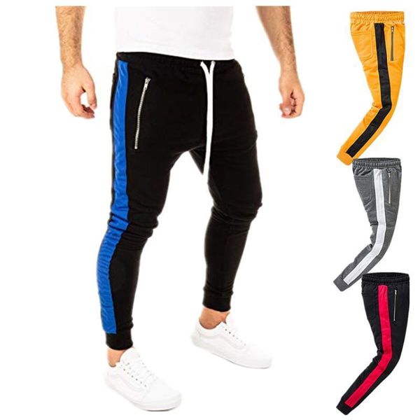 

men's jeans 2021 four seasons casual pants men's slim skinny color matching ankle-binding sports all-match1, Blue