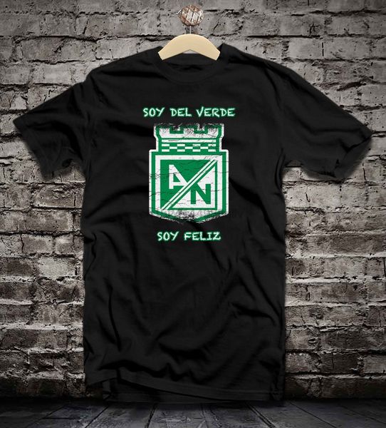 

atletico nacional colombia distressed camiseta jersey black white colors 2018 new short sleeve casual sport hooded sweatshirt hoodie t shirt