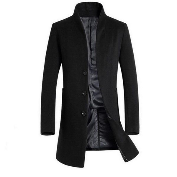 

vogue nice vintage gothic jackets autumn winter men thicken woolen trench coat business male classic medium length overcoat, Tan;black