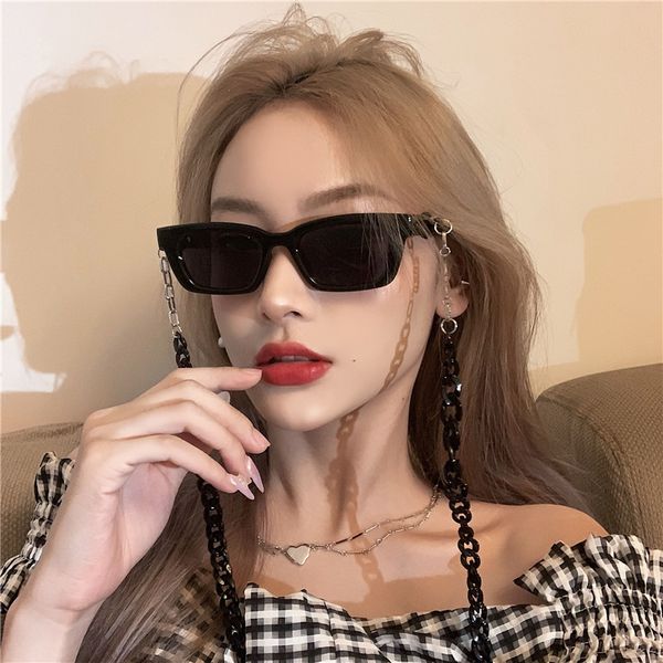 

jennie co branded with small face chain ins wind polarized sunglasses myopia matching degree, White;black