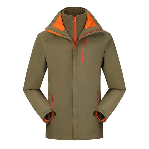 

outdoor jacket male 3 in 1 double layer coat windbreaker winter camping waterproof breathable hiking jacket for men1, Camo;black