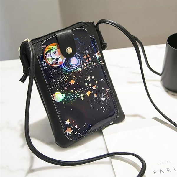 

мода starry sky pattern малый сотовый телефон сумка для женщин ladies mini crossbody сумка planet кожа pu женщины tote