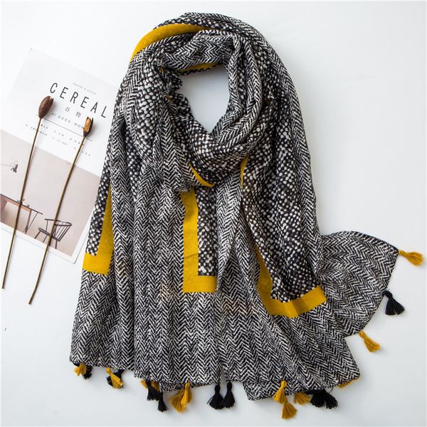 

kyqiao mori girls autumn spring japanese style vintage long yellow print patchwork scarf foulard femme casaco feminino shawl 201026, Blue;gray