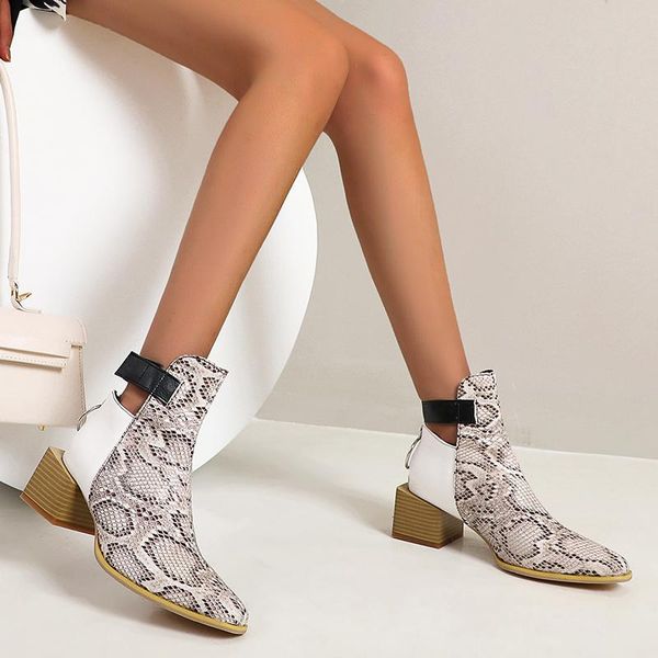 

2020 winter womens boots fashion ladies boots pu leather zipper ankle pointed toe square heel zipper for femme, Black