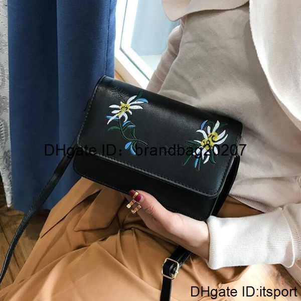 

handbags fashion new quality pu leather women national wind flowers embroidery square simple girl shoulder messenger bag