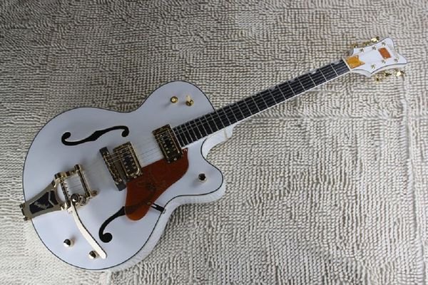 

factory custom white falcon 6120 semi hollow body jazz korean tuners electric guitar with tremolo