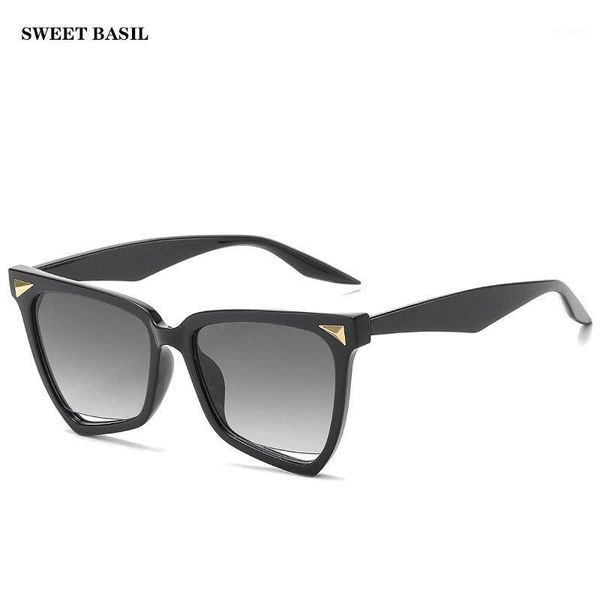 

sunglasses sweet basil square rivet cat eye for women 2021 fashion colorful frame vintage polygon eyewear men shades oculos1, White;black