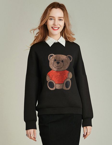 

020 new diamond design designer loose young hoodies girls 7f8a, Black