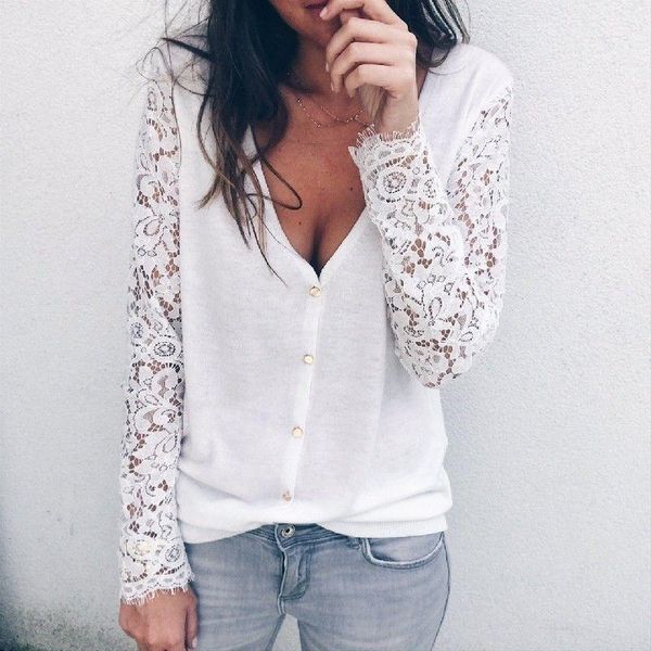 

formal office shirts 2021 spring summer dark v-neck long sleeve solid casual slim lady blouse s-xl black white