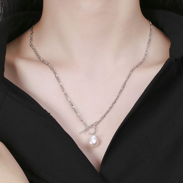 Real 925 Sterling Silver Natural Irregular Freshwater Pearl Colar Mulheres, Moda Mulher Colares Fine Jóias Neck Chain Q0531