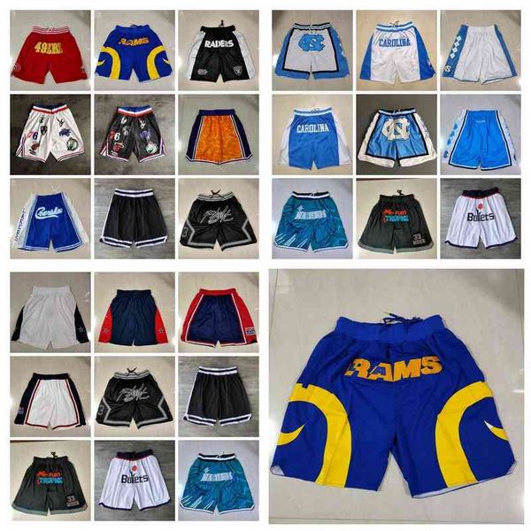 

men's shorts team basketball shorts just don retro dream bullets wear sport pant with pocket zipper sweatpants hip pop red blue black w, White;black