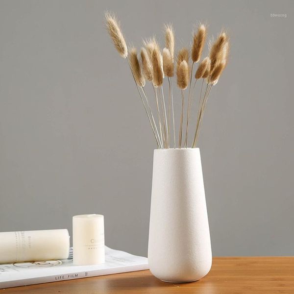 

simple style ceramic flower vase ceramic floral vase home decoration (white)1