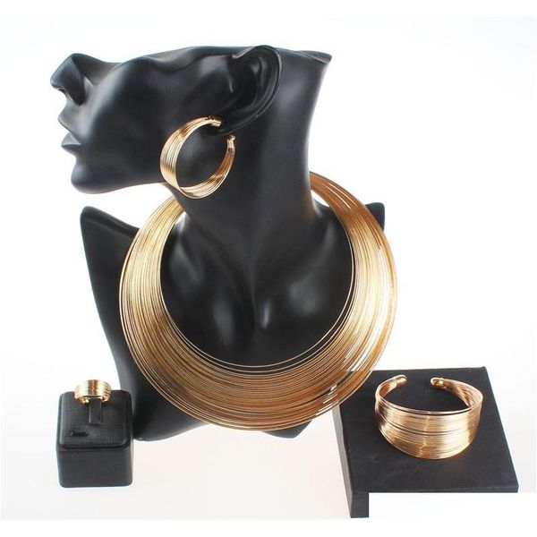 

fashion dubai gold plated nigerian wedding african beads opened cuff necklace bangle earrings ring party statement jewelry set smwd5, Slivery;golden