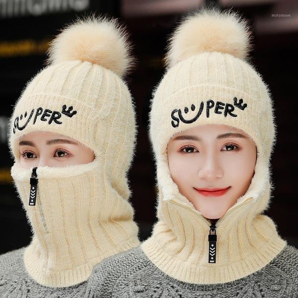 

beanie/skull caps knitted hat female winter warm thick velvet ear wool korean of wild autumn and ride sets headgear1, Blue;gray