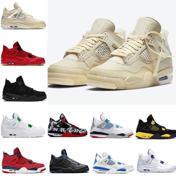 

jumpman 4 4s xwhite basketball shoes black cat 2020 men sneakers white xsail black rush violet metallic purple se neon trainers