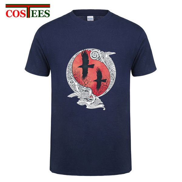 

sport hugin&munin raven viking odin t shirts men 100% cotton ragnar lothbrok valhalla floki t-shirt male amazing pattern viking tshirt