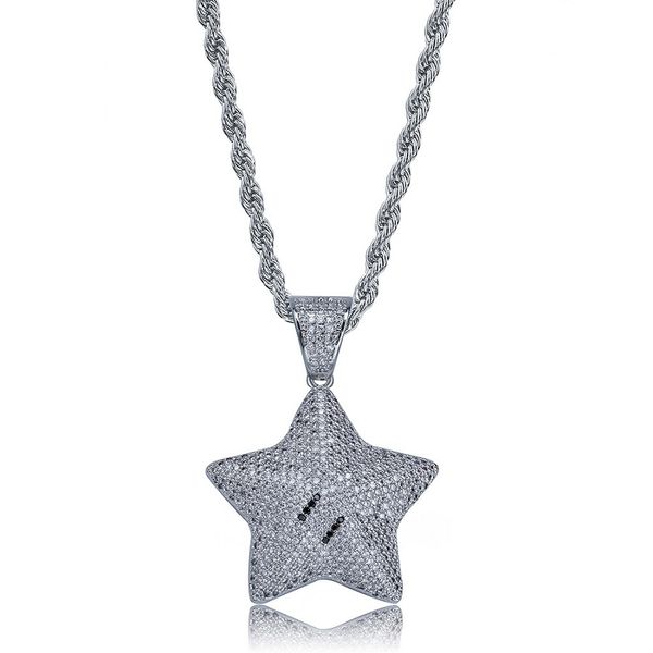 

gold silver necklace designer jewelry mens hip hop iced out chain five pointed star pendant necklaces zircon punk 18k gold plated chain men