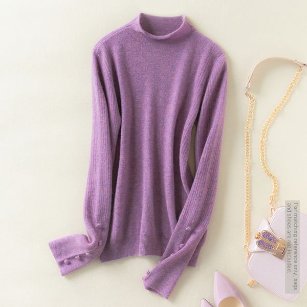 

2021 new moda feminina meia rolada gola 100% camisola de l fina longa botes deco menina inverno novo pulver # 032 v8zg, White;black