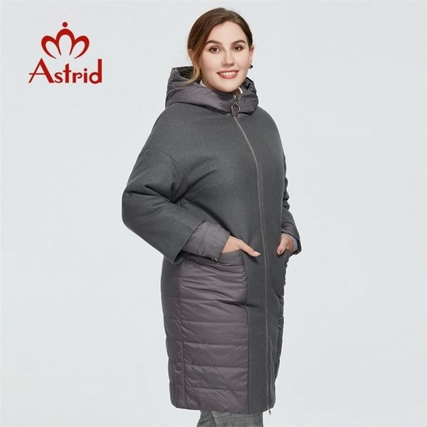 

astrid new autumn winter women's coat women warm long parka fashion thin jacket hooded large sizes female clothing am-2158 201210, Black