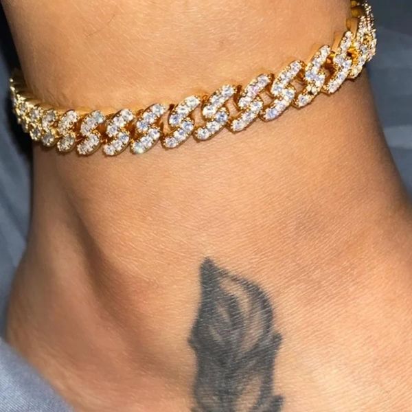 

cuba chain single row men's and women's foot micro inlaid fashion accessories anklet swimsuit bandage bathing suits pad