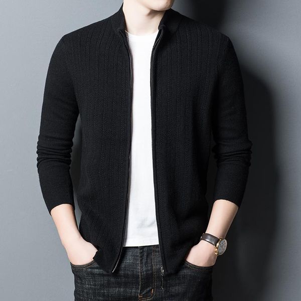 

men's sweaters sweater men 100% merino wool cardigan clothing 2021 autumn winter thick warm sweatercoat, White;black