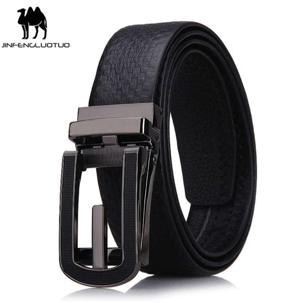 

golden camel full head leather men's belt automatic clip buckle pure leather belt men's belt, Black;brown