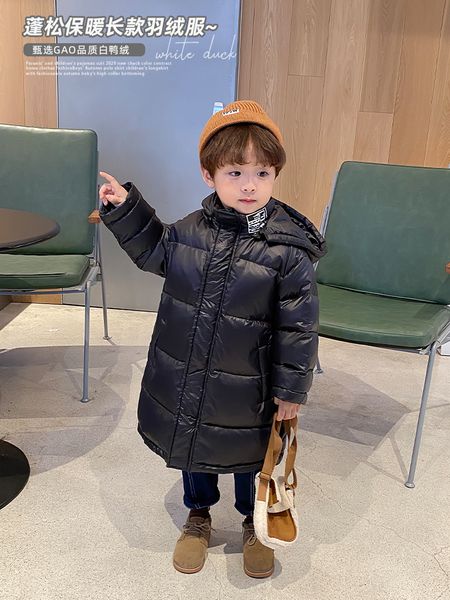 

2020 зима новый стиль мальчиков средний и длинный пиджак ребенок теплый белый утка вниз пальто детей вскользь высокой моды, Blue;gray