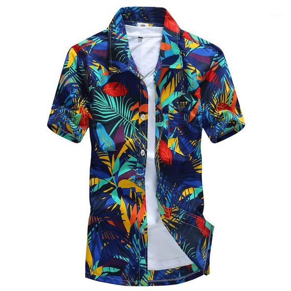 

2017 new arrivals mens beach hawaiian shirt plus size 4xl 5xl summer short sleeve mens floral print shirts -5xl ayg2571, White;black