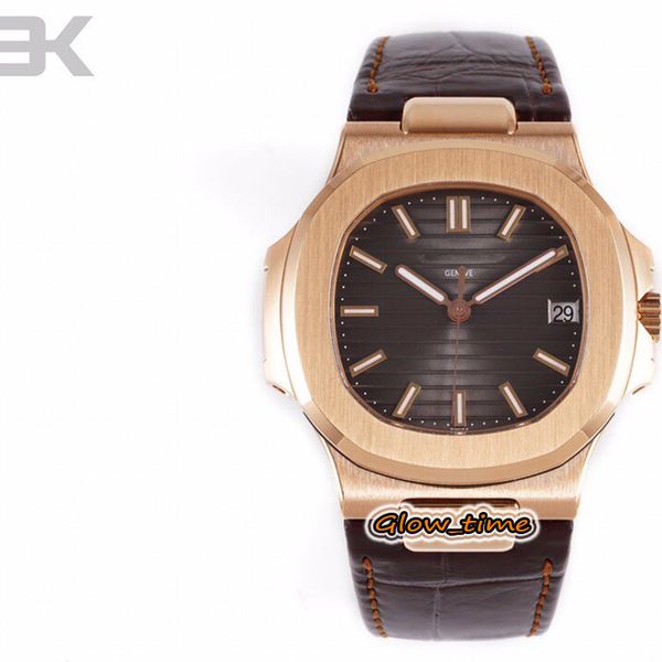 

2021 3kf version thk-8.3mm brown texture dial real cal.324 sc automatic 5711r mens watch rose-gold case steel bracelet luxry watches, Slivery;brown