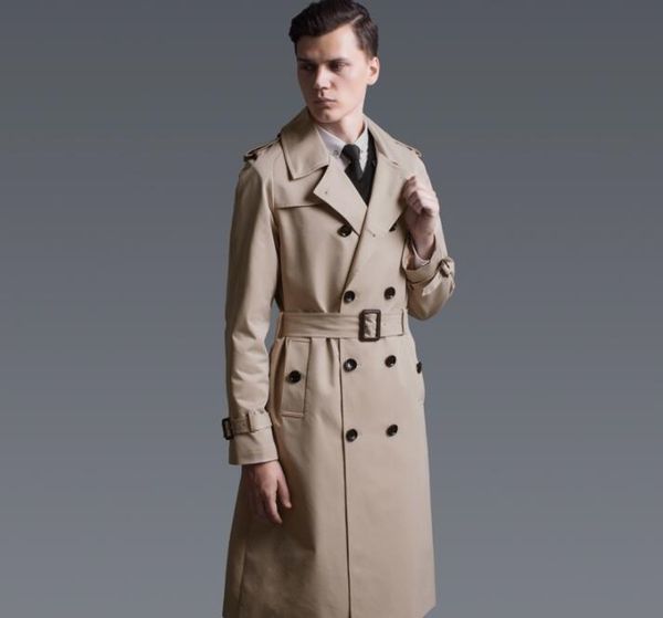 

double-breasted trench coats men long coat men clothes spring autumn slim fit overcoat long sleeve 2020 new designer plus size, Black