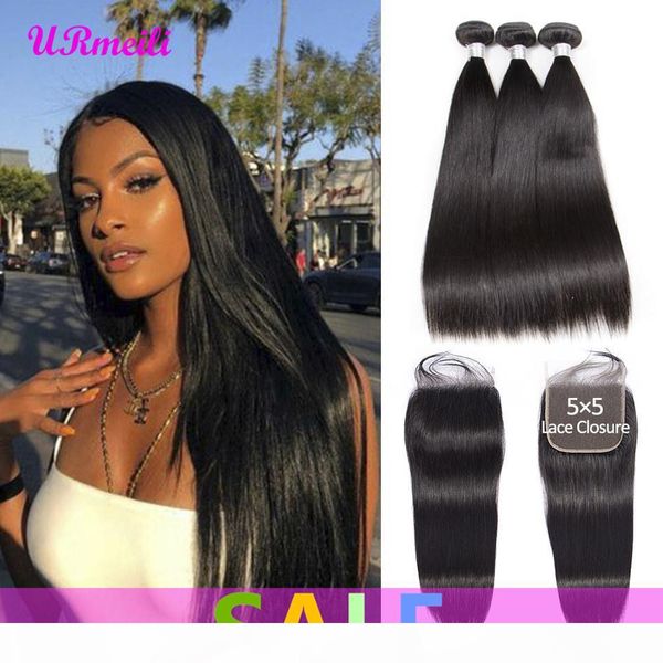 

индийский straight virgin волос пучки с закрытием dhgate 5x5 lace closure с 3 4 связки плетение remy человеческих волос связки с закрытием, Black;brown