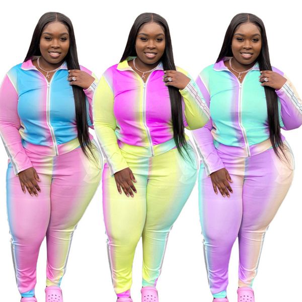 

women two piece outfits designer fashion side webbing gradient long sleeve jacket trousers set ladies casual sportswear t196, White
