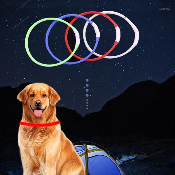 

led light pet collar adjustable usb rechargeable glowing puppy collars luminous safety cat dog flash collars pets necklace1