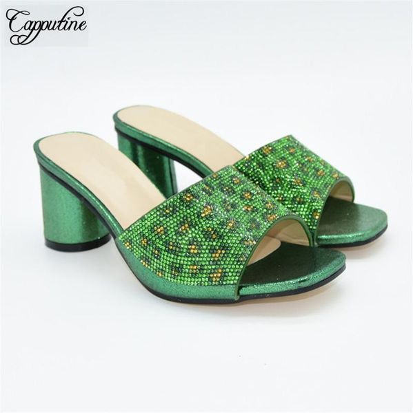 

dress shoes green party african women's high heel pumps with rhinestones 88-26,heel height 7.5cm1, Black