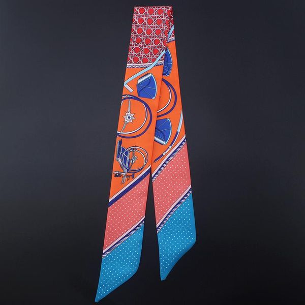 

2020 новый длинные тощий шарф женщины шелковые шарфы волос для печати малый ленты сумка tie шарфов для леди шейный головной убор wmtrji lott, Blue;gray