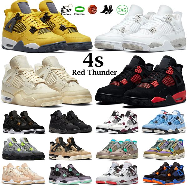 

2022 shoe basketball shoes men women 4s jumpman 4 red thunder black cat white oreo desert moss what the taupe haze shimmer royalty mens trai