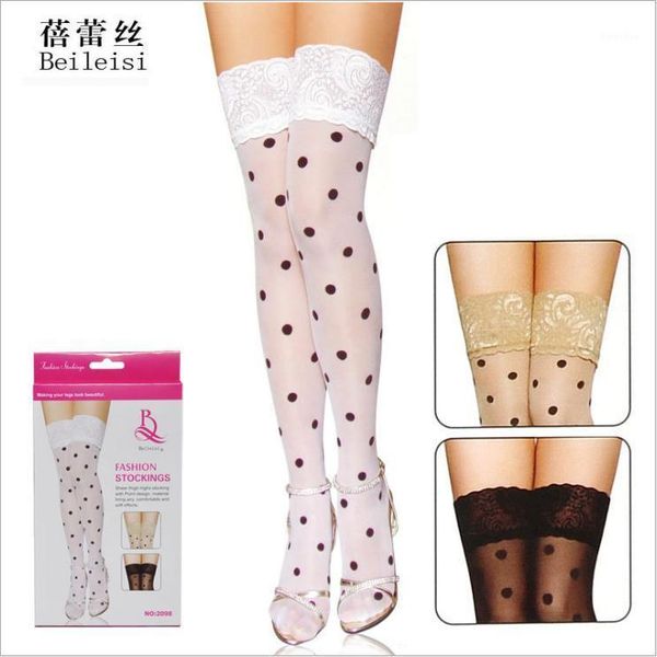 

ladies black velvet 20 denier polka dot stockings sheer big spots spotty new 20981, Black;white