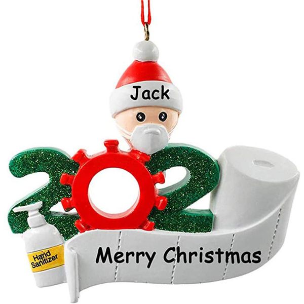 

2020 mask santa family christmas tree decoration key chain santa claus with mask hanging ornament xmas toilet paper ornament