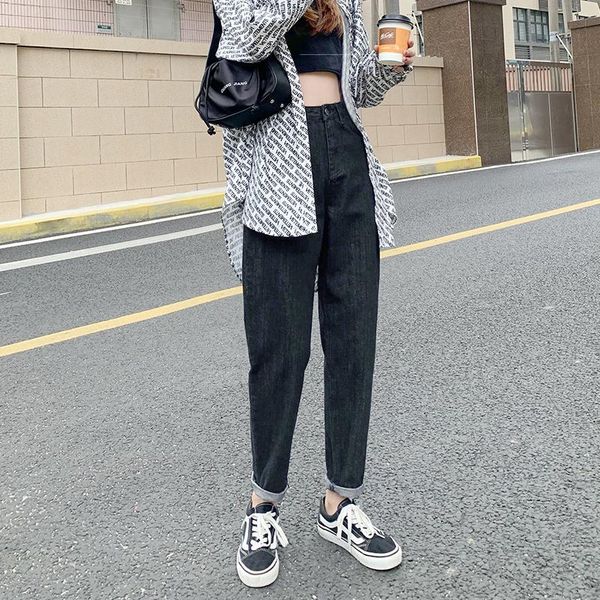 

guuzyuviz black harem jeans woman plus size denim pants mom jeans trousers women high waist casual loose vintage blue