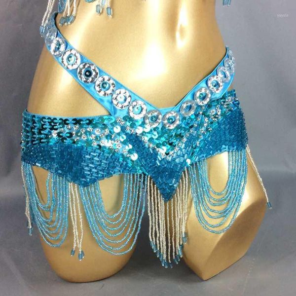 

women's beads sequins belly dance costume hip scarf wrap bellydance belt with tassel bellydancing waist chain1, Black;red